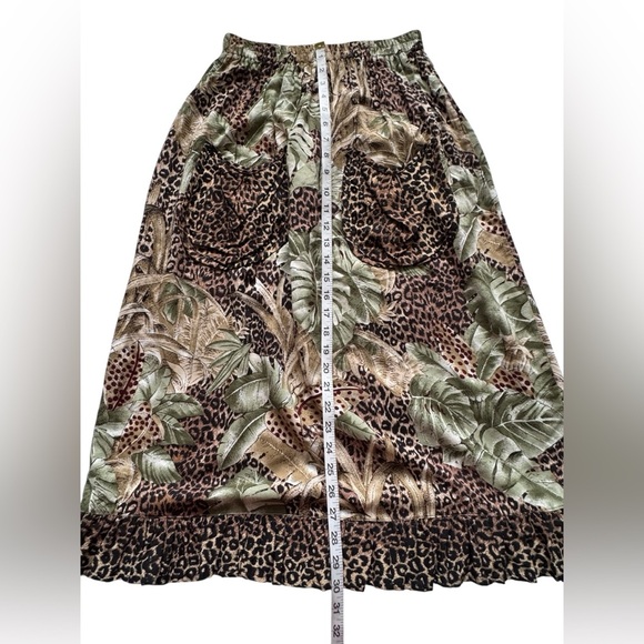 Unbranded Made in Texas Leopard Print BOHO Stretch Pockets Midi Skirt Size Small - Picture 11 of 13